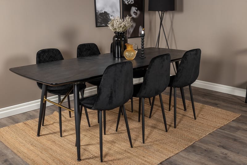 Irunea Förlängningsbar Matgrupp 180 cm inkl 6 Ypas Stolar - Svart - Möbler - Matplats - Matgrupp & matbord med stolar