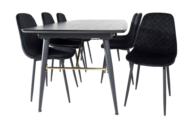 Irunea Förlängningsbar Matgrupp 180 cm inkl 6 Ypas Stolar - Svart - Möbler - Matplats - Matgrupp & matbord med stolar
