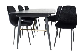 Irunea Förlängningsbar Matgrupp 180 cm inkl 6 Ypas Stolar - Svart - Möbler - Matplats - Matgrupp & matbord med stolar