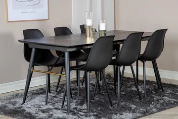 Irunea Förlängningsbar Matgrupp 180 cm inkl 6 Ypas Stolar - Svart - Möbler - Matplats - Matgrupp & matbord med stolar