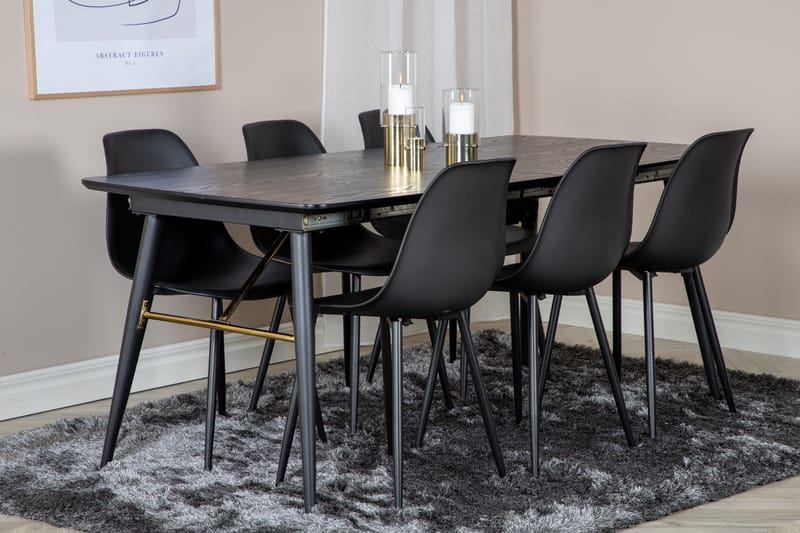 Irunea Förlängningsbar Matgrupp 180 cm inkl 6 Ypas Stolar - Svart - Möbler - Matplats - Matgrupp & matbord med stolar