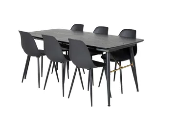 Irunea Förlängningsbar Matgrupp 180 cm inkl 6 Ypas Stolar - Svart - Möbler - Matplats - Matgrupp & matbord med stolar