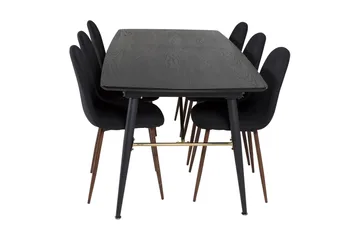 Irunea Förlängningsbar Matgrupp 180 cm inkl 6 Ypas Stolar - Svart/Brun - Möbler - Matplats - Matgrupp & matbord med stolar