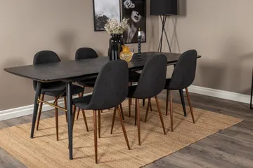 Irunea Förlängningsbar Matgrupp 180 cm inkl 6 Ypas Stolar - Svart/Brun - Möbler - Matplats - Matgrupp & matbord med stolar