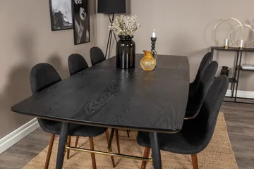 Irunea Förlängningsbar Matgrupp 180 cm inkl 6 Ypas Stolar - Svart/Brun - Möbler - Matplats - Matgrupp & matbord med stolar