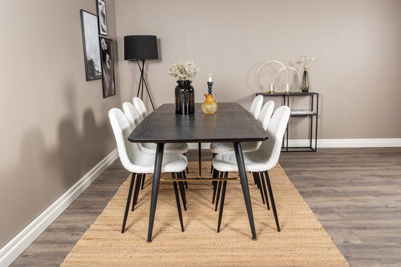 Irunea Förlängningsbar Matgrupp 180 cm inkl 6 Ypas Stolar - Svart/Vit - Möbler - Matplats - Matgrupp & matbord med stolar