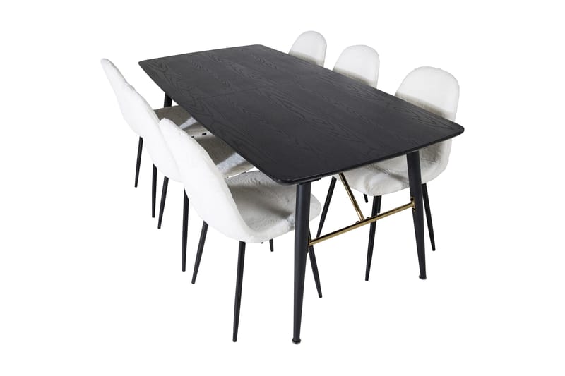 Irunea Förlängningsbar Matgrupp 180 cm inkl 6 Ypas Stolar - Svart/Vit - Möbler - Matplats - Matgrupp & matbord med stolar