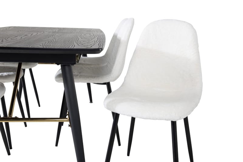 Irunea Förlängningsbar Matgrupp 180 cm inkl 6 Ypas Stolar - Svart/Vit - Möbler - Matplats - Matgrupp & matbord med stolar