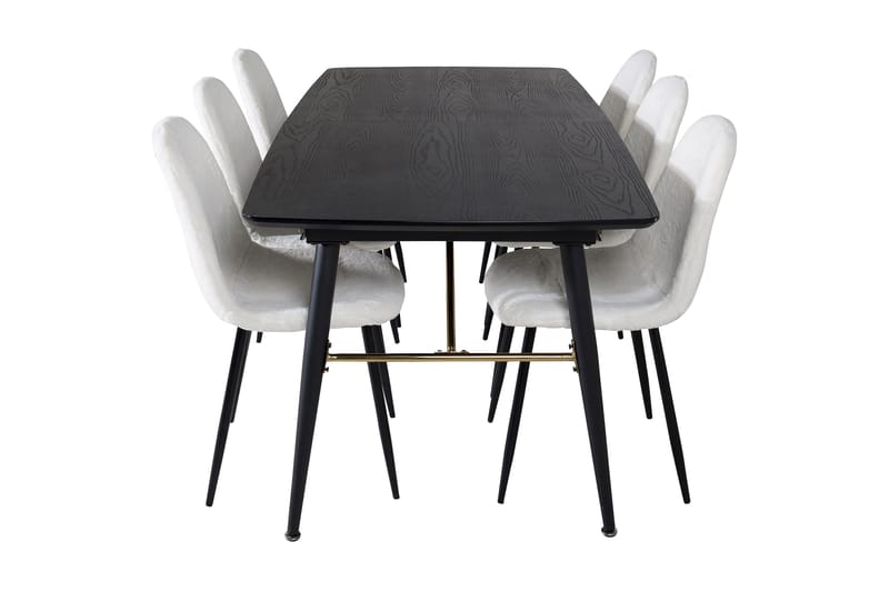 Irunea Förlängningsbar Matgrupp 180 cm inkl 6 Ypas Stolar - Svart/Vit - Möbler - Matplats - Matgrupp & matbord med stolar