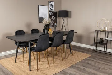 Irunea Förlängningsbar Matgrupp 180 cm inkl 6 Pontus Stolar - Svart/Mässing/Sammet - Möbler - Matplats - Matgrupp & matbord med stolar