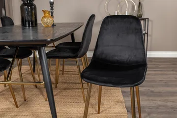 Irunea Förlängningsbar Matgrupp 180 cm inkl 6 Pontus Stolar - Svart/Mässing/Sammet - Möbler - Matplats - Matgrupp & matbord med stolar