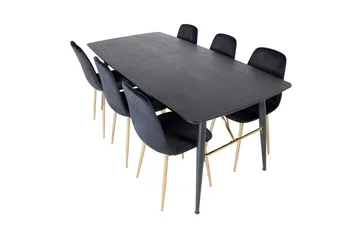 Irunea Förlängningsbar Matgrupp 180 cm inkl 6 Pontus Stolar - Svart/Mässing/Sammet - Möbler - Matplats - Matgrupp & matbord med stolar
