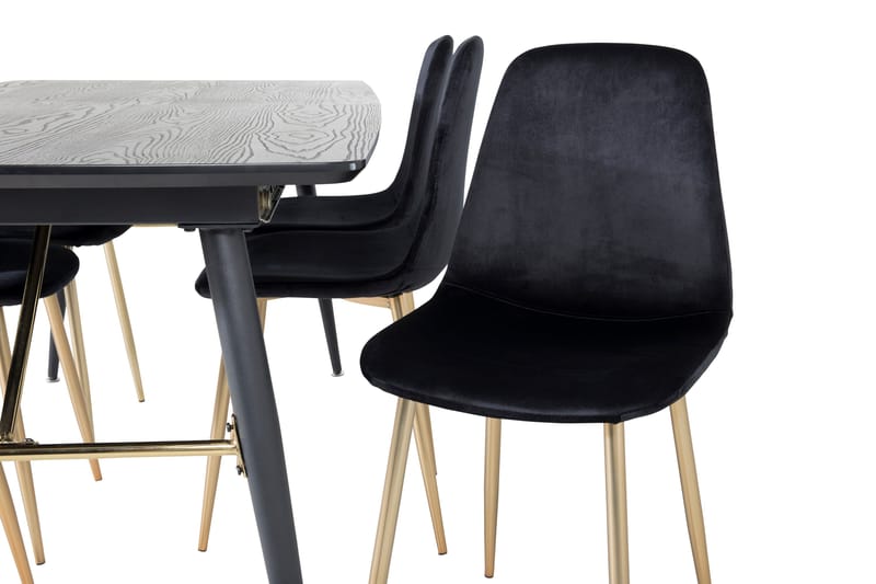Irunea Förlängningsbar Matgrupp 180 cm inkl 6 Pontus Stolar - Svart/Mässing/Sammet - Möbler - Matplats - Matgrupp & matbord med stolar