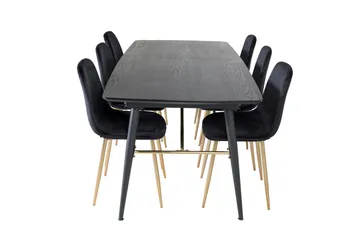 Irunea Förlängningsbar Matgrupp 180 cm inkl 6 Pontus Stolar - Svart/Mässing/Sammet - Möbler - Matplats - Matgrupp & matbord med stolar