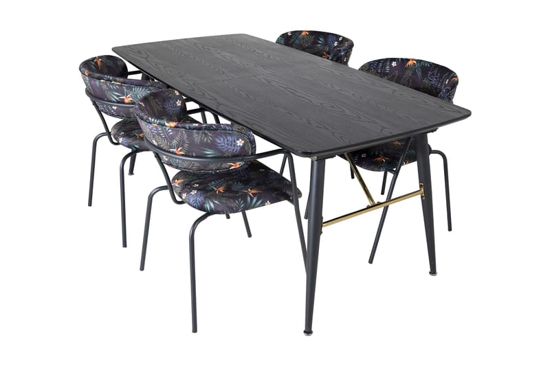 Irunea Förlängningsbar Matgrupp 180cm inkl 4 Arcarazo Stolar - Svart/Flerfärgad - Möbler - Matplats - Matgrupp & matbord med stolar