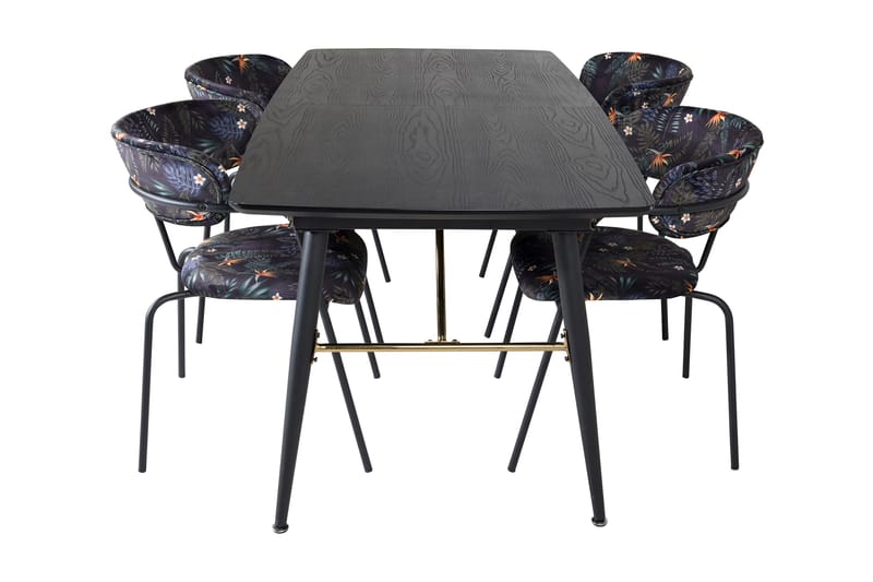 Irunea Förlängningsbar Matgrupp 180cm inkl 4 Arcarazo Stolar - Svart/Flerfärgad - Möbler - Matplats - Matgrupp & matbord med stolar