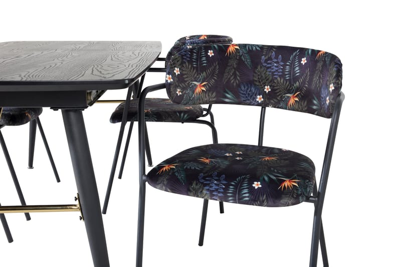 Irunea Förlängningsbar Matgrupp 180cm inkl 4 Arcarazo Stolar - Svart/Flerfärgad - Möbler - Matplats - Matgrupp & matbord med stolar