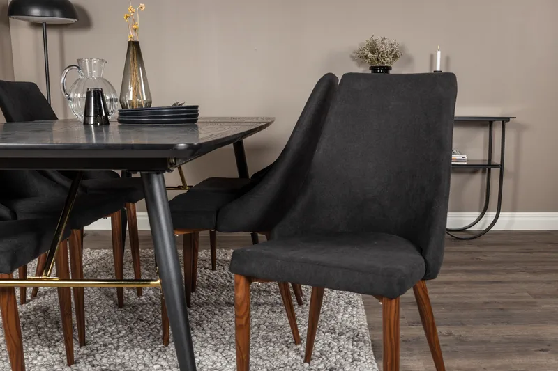 Irunea Förlängningsbar Matgrupp 180cm inkl 6 Campomar Stolar - Svart/Brun - Möbler - Matplats - Matgrupp & matbord med stolar