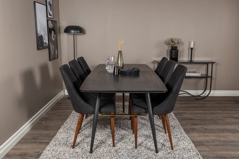 Irunea Förlängningsbar Matgrupp 180cm inkl 6 Campomar Stolar - Svart/Brun - Möbler - Matplats - Matgrupp & matbord med stolar