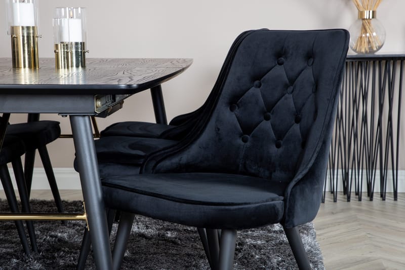 Irunea Förlängningsbar Matgrupp 180cm inkl 6 Valera Lyx Stol - Svart - Möbler - Matplats - Matgrupp & matbord med stolar