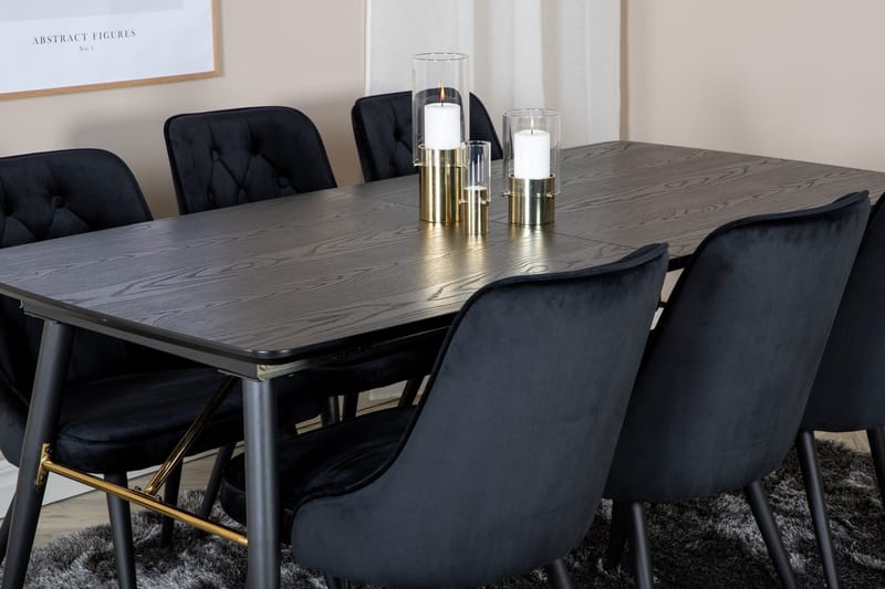 Irunea Förlängningsbar Matgrupp 180cm inkl 6 Valera Lyx Stol - Svart - Möbler - Matplats - Matgrupp & matbord med stolar