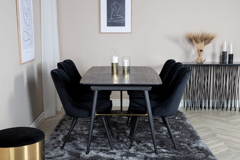 Irunea Förlängningsbar Matgrupp 180cm inkl 6 Valera Lyx Stol - Svart - Möbler - Matplats - Matgrupp & matbord med stolar