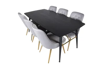 Irunea Förlängningsbar Matgrupp 180cm inkl 6 Valera Lyx Stol - Svart/Grå/Mässing - Möbler - Matplats - Matgrupp & matbord med stolar