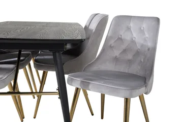 Irunea Förlängningsbar Matgrupp 180cm inkl 6 Valera Lyx Stol - Svart/Grå/Mässing - Möbler - Matplats - Matgrupp & matbord med stolar