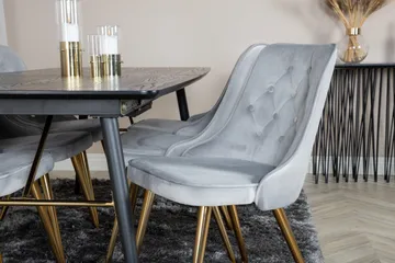 Irunea Förlängningsbar Matgrupp 180cm inkl 6 Valera Lyx Stol - Svart/Grå/Mässing - Möbler - Matplats - Matgrupp & matbord med stolar