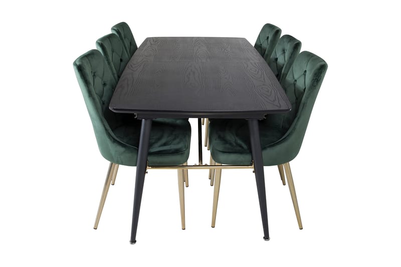 Irunea Förlängningsbar Matgrupp 180cm inkl 6 Valerie Lyx Sto - Svart/Mörkgrön/Guld - Möbler - Matplats - Matgrupp & matbord med stolar
