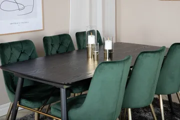 Irunea Förlängningsbar Matgrupp 180cm inkl 6 Valerie Lyx Sto - Svart/Mörkgrön/Guld - Möbler - Matplats - Matgrupp & matbord med stolar