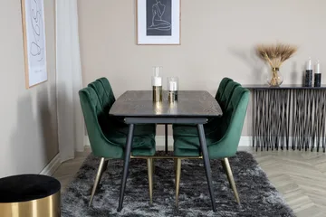 Irunea Förlängningsbar Matgrupp 180cm inkl 6 Valerie Lyx Sto - Svart/Mörkgrön/Guld - Möbler - Matplats - Matgrupp & matbord med stolar