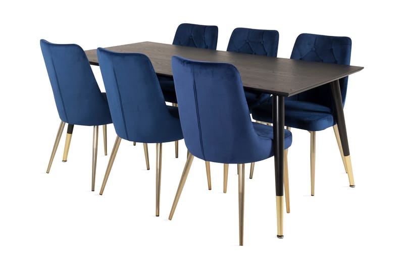 JACOBAY Matgrupp 180 cm med 6 ALTEA LYX Sammetsstolar - Matgrupp & matbord med stolar