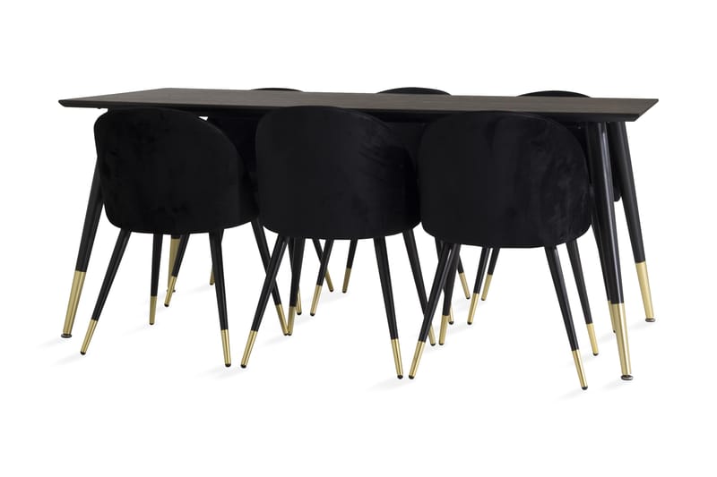 JACOBAY Matgrupp med 6 ALTEA Matstolar Mässing/Svart - Matgrupp & matbord med stolar