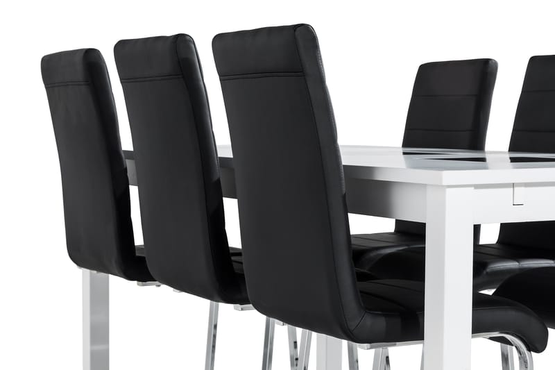 Jasmin Förlängningsbar Matgrupp 180 cm med 6 Cibus Stol - Vit/Svart - Möbler - Matplats - Matgrupp & matbord med stolar