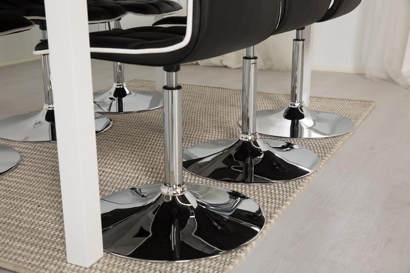 Jasmin Förlängningsbar Matgrupp 180 cm med 6 Frida Stol - Vit/Svart - Möbler - Matplats - Matgrupp & matbord med stolar