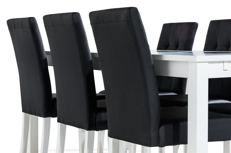 Jasmin Matgrupp 180 + 6 Stolar Utdragbart matbord - Vit / Svart - Möbler - Matplats - Matgrupp & matbord med stolar