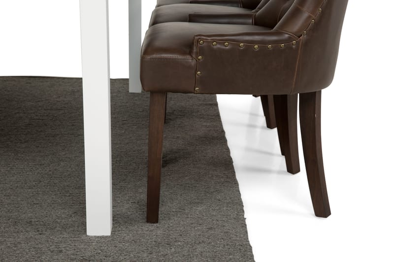 Jasmin Matgrupp 180 cm med 6 Tuva Fåtölj - Vit/Brun PU - Möbler - Matplats - Matgrupp & matbord med stolar