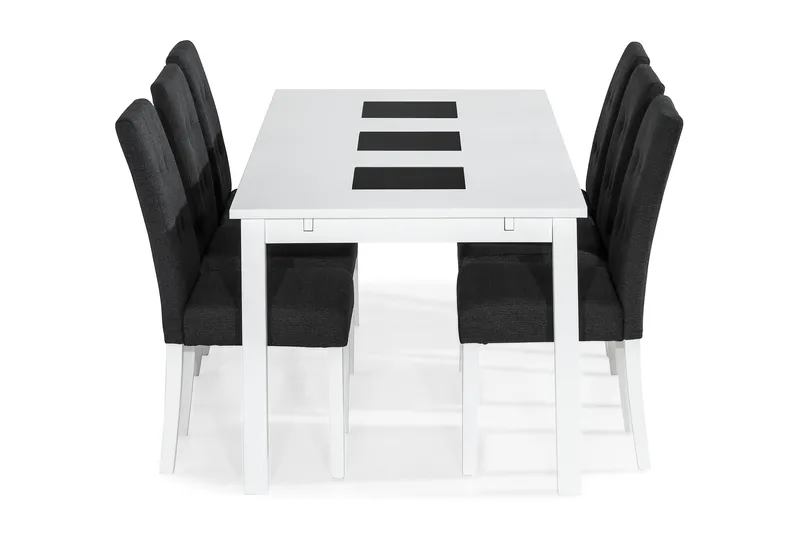 Jasmin Matgrupp 180 cm Rektangulärt matbord med 6 st Viktor Matstolar - Vit / Mörkgrå - Möbler - Matplats - Matgrupp & matbord med stolar