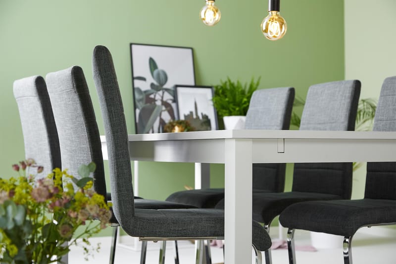 Jasmin Matgrupp med 6 st Cibus Stolar - Vit/Grå - Möbler - Matplats - Matgrupp & matbord med stolar