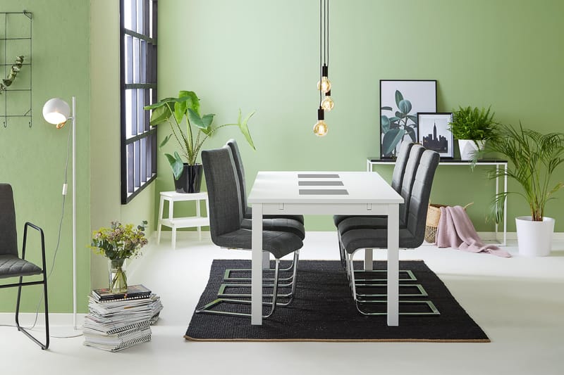 Jasmin Matgrupp med 6 st Cibus Stolar - Vit/Grå - Möbler - Matplats - Matgrupp & matbord med stolar