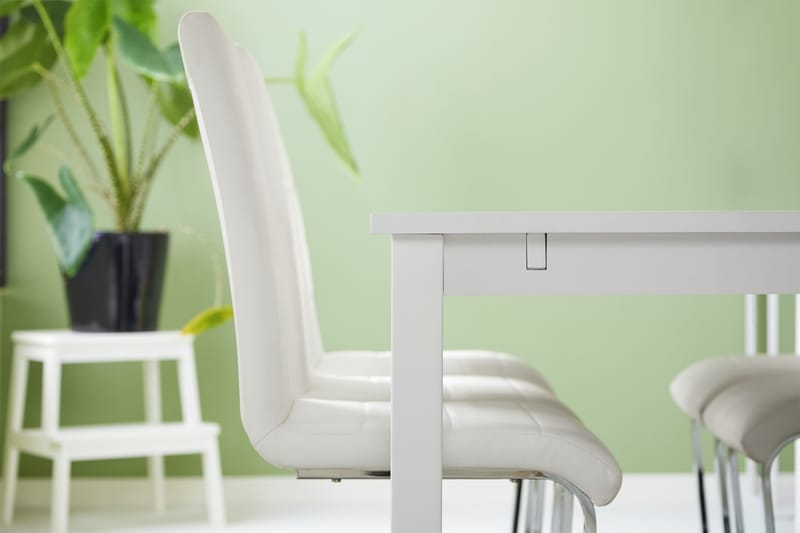 Jasmin Matgrupp med 6 st Cibus Stolar - Vit/PU/Krom - Möbler - Matplats - Matgrupp & matbord med stolar