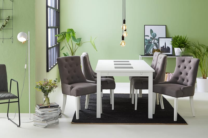 Jasmin Matgrupp med 6 st Viktoria Fåtöljer - Vit/Grå - Möbler - Matplats - Matgrupp & matbord med stolar