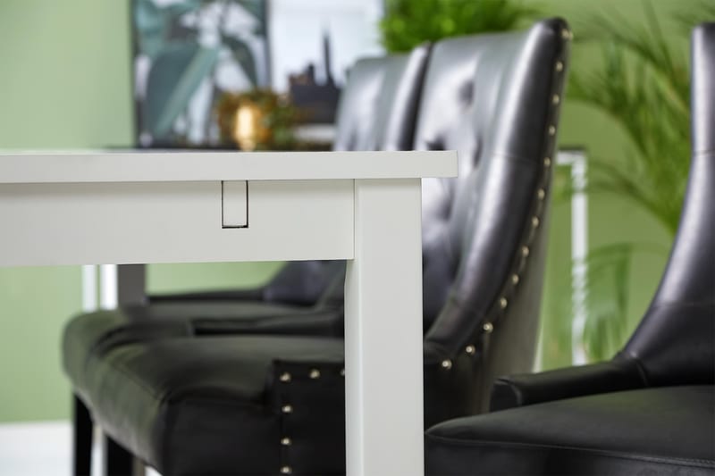 Jasmin Matgrupp med 6 Tuva Fåtölj - Vit/Svart PU - Möbler - Matplats - Matgrupp & matbord med stolar