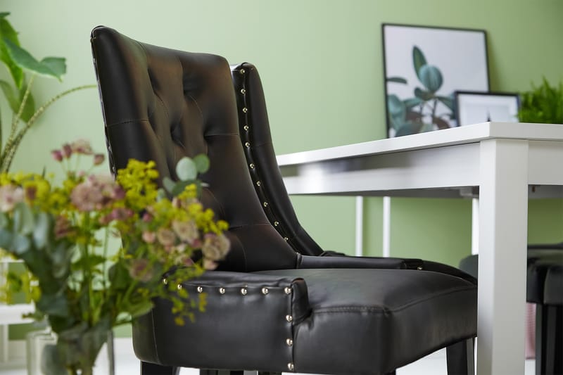 Jasmin Matgrupp med 6 Tuva Fåtölj - Vit/Svart PU - Möbler - Matplats - Matgrupp & matbord med stolar