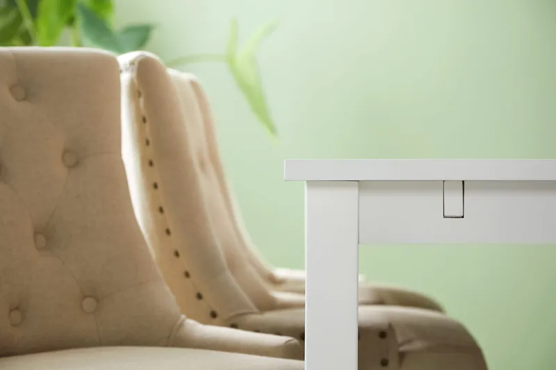 Jasmin Matgrupp Vit med 6 st Viktoria Fåtöljer - Beige/Vintageben - Möbler - Matplats - Matgrupp & matbord med stolar