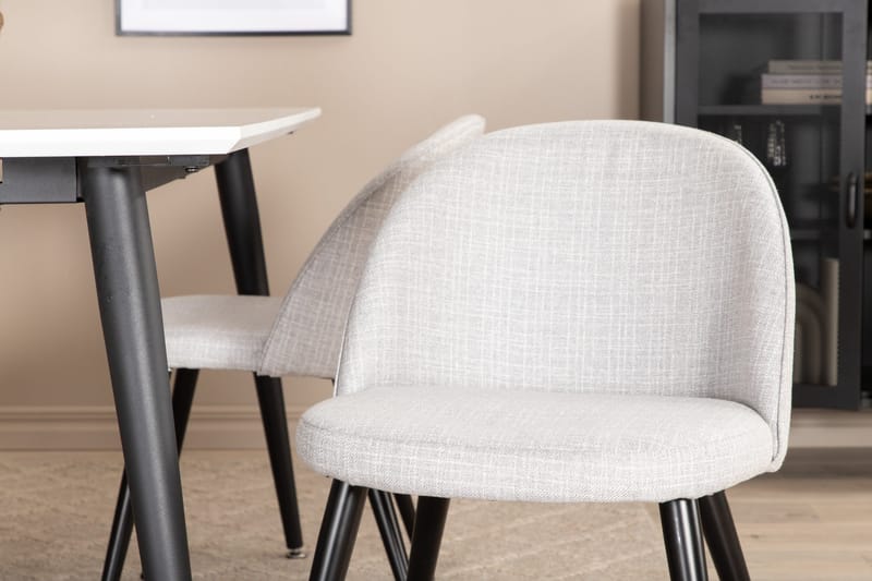 Jimms Förlängningsbar Matgrupp 150 cm inkl 4 Sedavi Stolar - Vit/Svart/Grå - Möbler - Matplats - Matgrupp & matbord med stolar