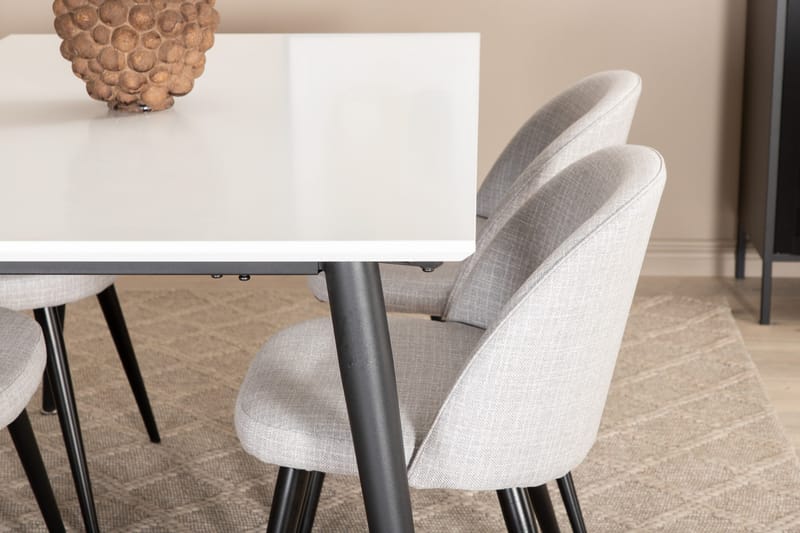 Jimms Förlängningsbar Matgrupp 150 cm inkl 4 Sedavi Stolar - Vit/Svart/Grå - Möbler - Matplats - Matgrupp & matbord med stolar