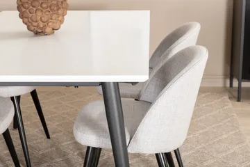 Jimms Förlängningsbar Matgrupp 150 cm inkl 4 Sedavi Stolar - Vit/Svart/Grå - Möbler - Matplats - Matgrupp & matbord med stolar