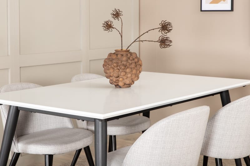 Jimms Förlängningsbar Matgrupp 150 cm inkl 4 Sedavi Stolar - Vit/Svart/Grå - Möbler - Matplats - Matgrupp & matbord med stolar